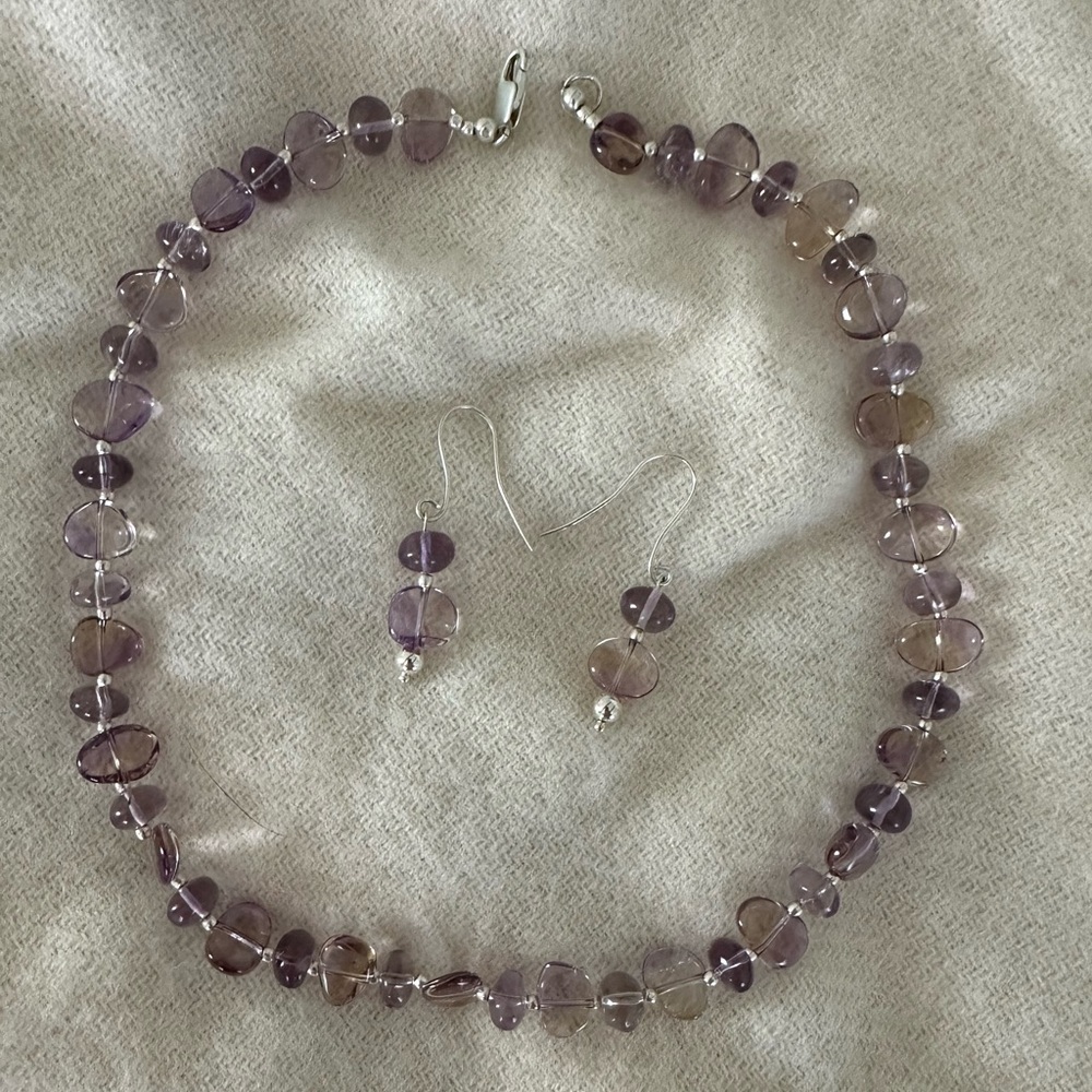 Amethyst necklace and earrings set